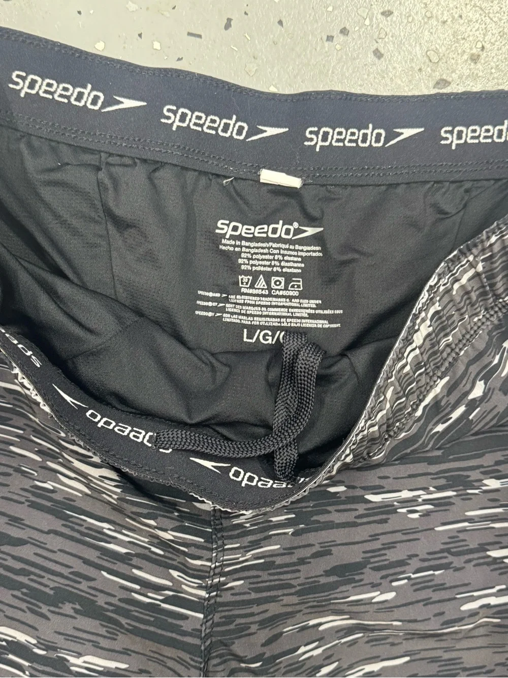 Speedo Black & Gray Patterned Athletic Swim Shorts